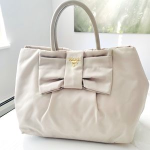Prada Tessuto Fiocco Bow Handle Bag grey